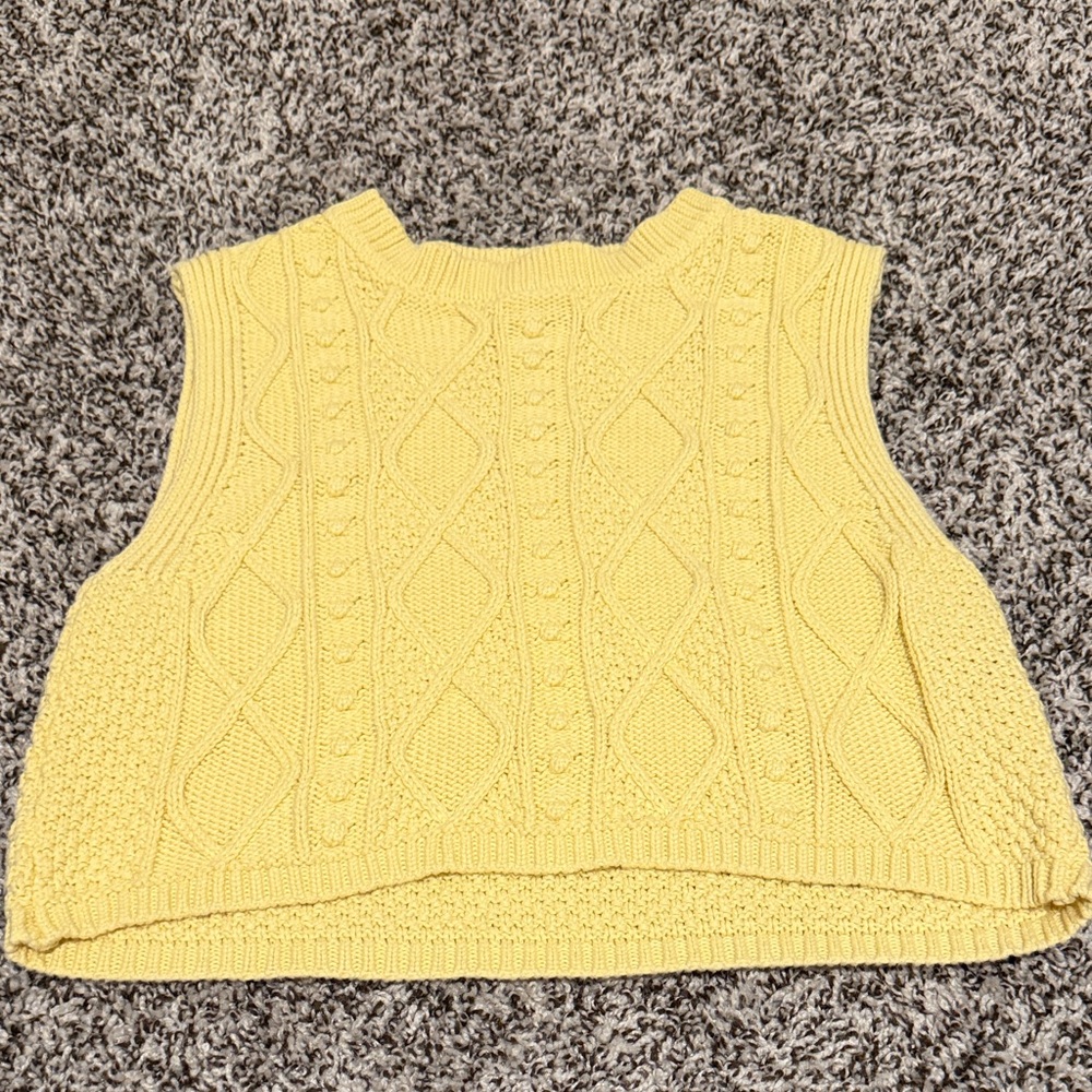 Double Zero Yellow Cable Knit Crop Top